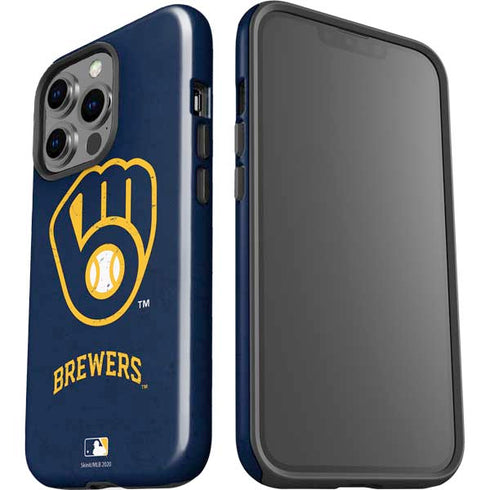 MLB Milwaukee Brewers - Solid Distressed iPhone 15 Pro Impact Case