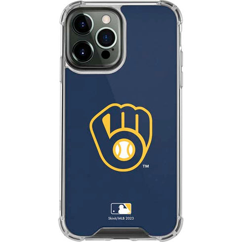 MLB Milwaukee Brewers - Solid Distressed iPhone 14 Pro Max Clear Case
