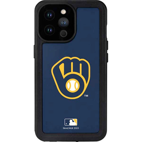 MLB Milwaukee Brewers - Solid Distressed iPhone 14 Pro Max Waterproof Case