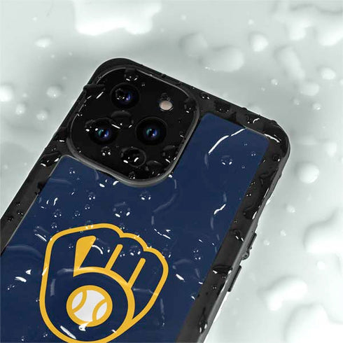 MLB Milwaukee Brewers - Solid Distressed iPhone 14 Pro Waterproof Case