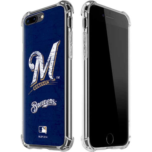 MLB Milwaukee Brewers - Solid Distressed iPhone 7/8 Plus Clear Case