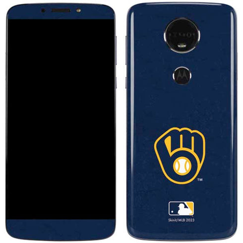 MLB Milwaukee Brewers - Solid Distressed Moto E5 Plus Skin