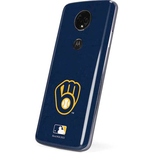 MLB Milwaukee Brewers - Solid Distressed Moto E5 Plus Skin