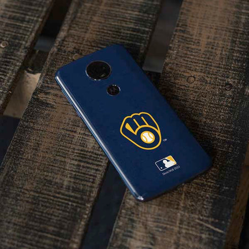MLB Milwaukee Brewers - Solid Distressed Moto E5 Plus Skin