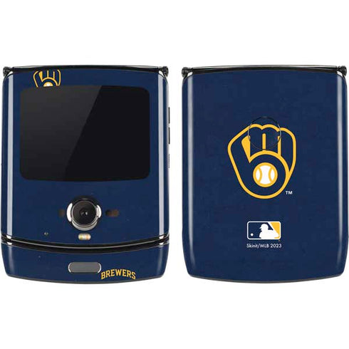MLB Milwaukee Brewers - Solid Distressed Motorola RAZR Skin