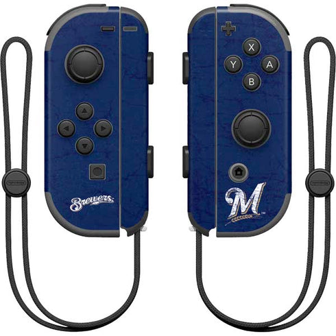 MLB Milwaukee Brewers - Solid Distressed Nintendo Joy-Con (L/R) Controller Skin