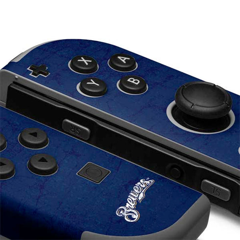 MLB Milwaukee Brewers - Solid Distressed Nintendo Joy-Con (L/R) Controller Skin