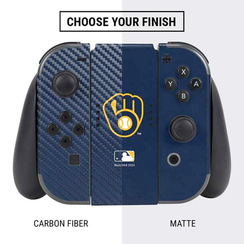 MLB Milwaukee Brewers - Solid Distressed Nintendo Switch Bundle Skin