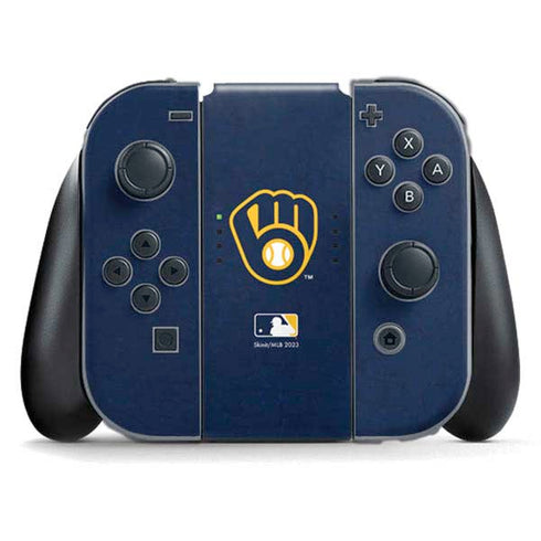 MLB Milwaukee Brewers - Solid Distressed Nintendo Switch (2017-2021) Joy-Con Controller Skin