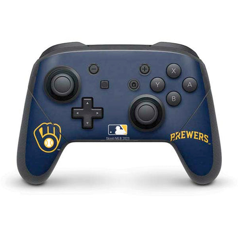 MLB Milwaukee Brewers - Solid Distressed Nintendo Switch Pro Controller Skin