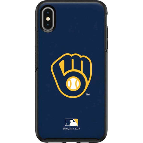 MLB Milwaukee Brewers - Solid Distressed Otterbox Symmetry iPhone Skin