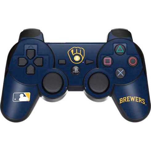 MLB Milwaukee Brewers - Solid Distressed PS3 Dual Shock wireless controller Skin