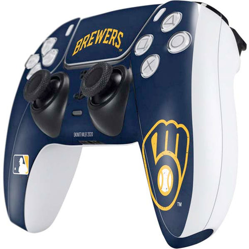 MLB Milwaukee Brewers - Solid Distressed PS5 Controller Skin