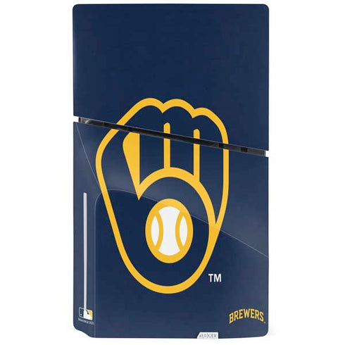 MLB Milwaukee Brewers - Solid Distressed PS5 Slim Disk Bundle Skin