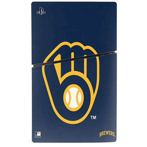 MLB Milwaukee Brewers - Solid Distressed PS5 Slim Digital Edition Bundle Skin