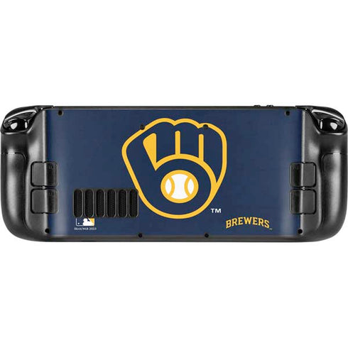 MLB Milwaukee Brewers - Solid Distressed Steam Deck Handheld Gaming Computer Skin