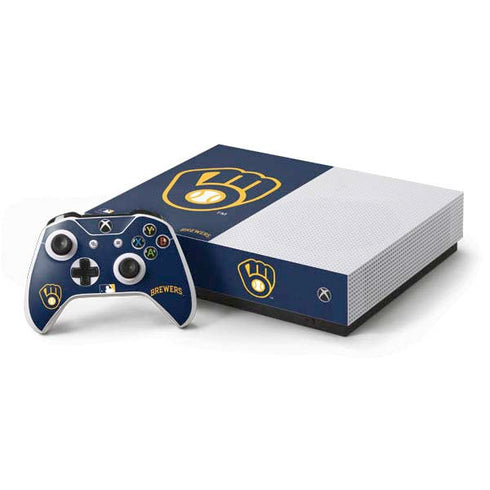 MLB Milwaukee Brewers - Solid Distressed Xbox One S All-Digital Edition Bundle Skin