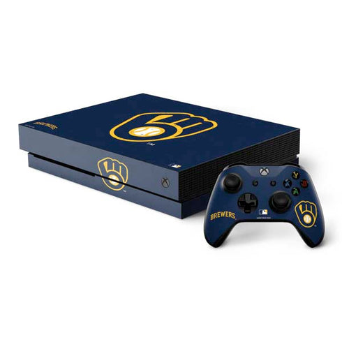 MLB Milwaukee Brewers - Solid Distressed Xbox One X Bundle Skin