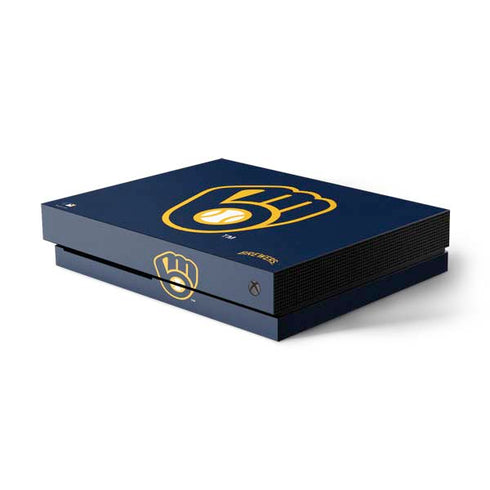 MLB Milwaukee Brewers - Solid Distressed Xbox One X Console Skin