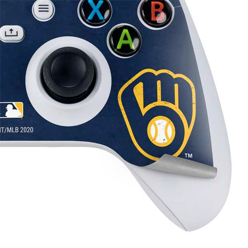 MLB Milwaukee Brewers - Solid Distressed Xbox Series S Controller Skin
