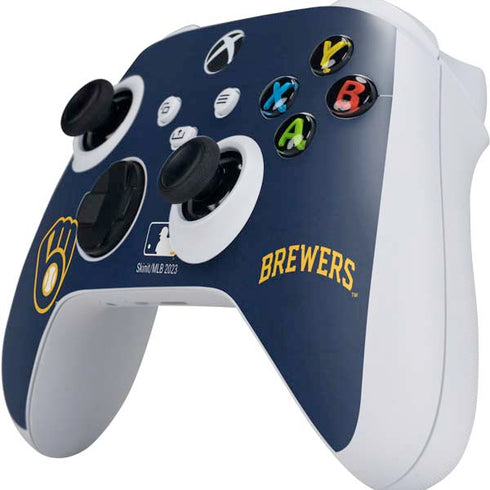 MLB Milwaukee Brewers - Solid Distressed Xbox Series S Controller Skin