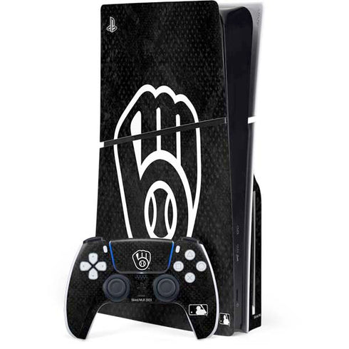MLB Milwaukee Brewers Dark Wash PS5 Slim Disk Bundle Skin