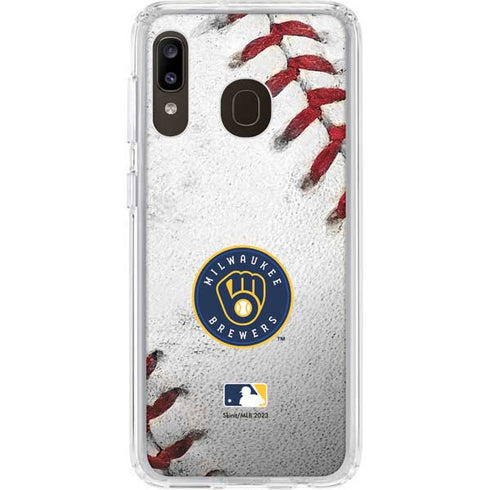 MLB Milwaukee Brewers Game Ball Galaxy A20 Clear Case