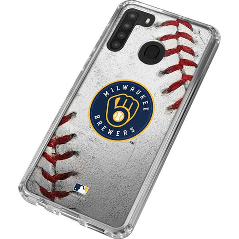 MLB Milwaukee Brewers Game Ball Galaxy A21 Clear Case