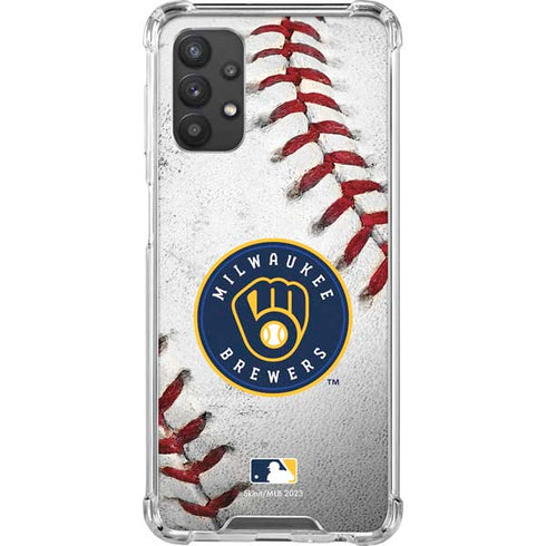 MLB Milwaukee Brewers Game Ball Galaxy A32 5G Clear Case