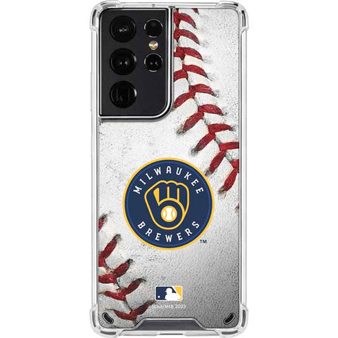 MLB Milwaukee Brewers Game Ball Galaxy S21 Ultra 5G Clear Case