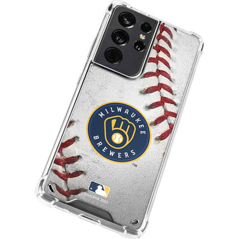 MLB Milwaukee Brewers Game Ball Galaxy S21 Ultra 5G Clear Case
