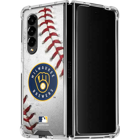 MLB Milwaukee Brewers Game Ball Galaxy Z Fold4 5G Clear Case