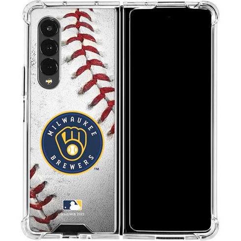 MLB Milwaukee Brewers Game Ball Galaxy Z Fold4 5G Clear Case