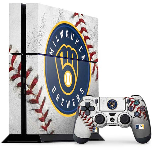 MLB Milwaukee Brewers Game Ball PS4 Console and Controller Bundle Skin