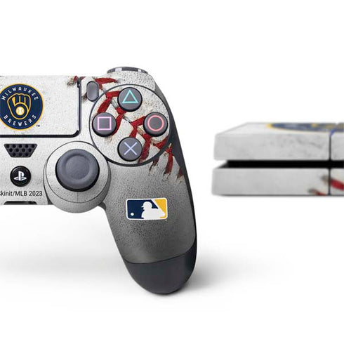 MLB Milwaukee Brewers Game Ball PS4 Console and Controller Bundle Skin