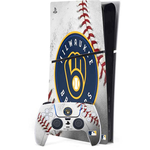 MLB Milwaukee Brewers Game Ball PS5 Slim Digital Edition Console Skin
