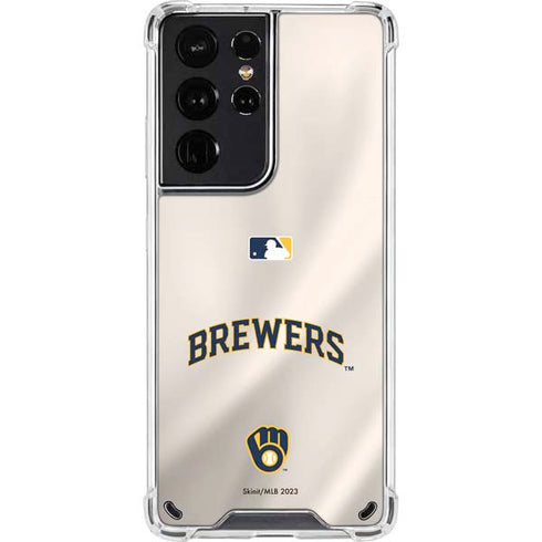 MLB Milwaukee Brewers Home Jersey Galaxy S21 Ultra 5G Clear Case
