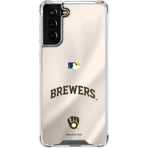 MLB Milwaukee Brewers Home Jersey Galaxy S22 Plus Clear Case