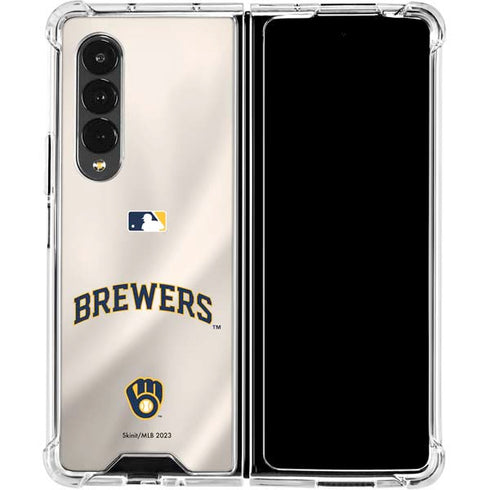 MLB Milwaukee Brewers Home Jersey Galaxy Z Fold4 5G Clear Case