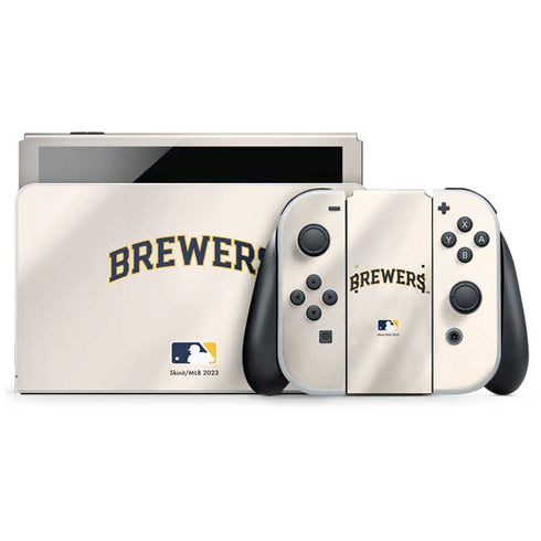 MLB Milwaukee Brewers Home Jersey Nintendo Switch OLED (2021) Skin