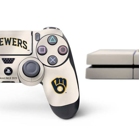 MLB Milwaukee Brewers Home Jersey PS4 Console and Controller Bundle Skin