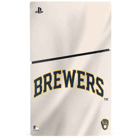MLB Milwaukee Brewers Home Jersey PS5 Slim Disk Console Skin