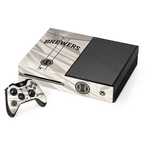 MLB Milwaukee Brewers Home Jersey Xbox One Console and Controller Bundle Skin