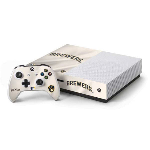 MLB Milwaukee Brewers Home Jersey Xbox One S Console and Controller Bundle Skin