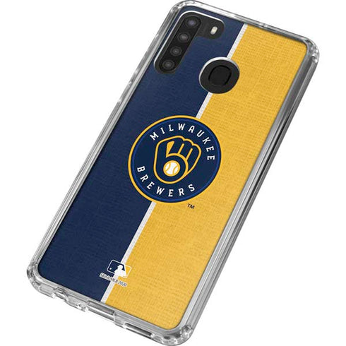 MLB Milwaukee Brewers Split Galaxy A21 Clear Case