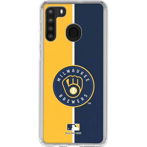 MLB Milwaukee Brewers Split Galaxy A21 Clear Case