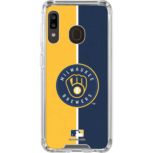 MLB Milwaukee Brewers Split Galaxy A30 Clear Case