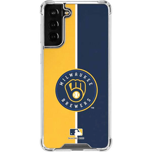 MLB Milwaukee Brewers Split Galaxy S21 FE Clear Case