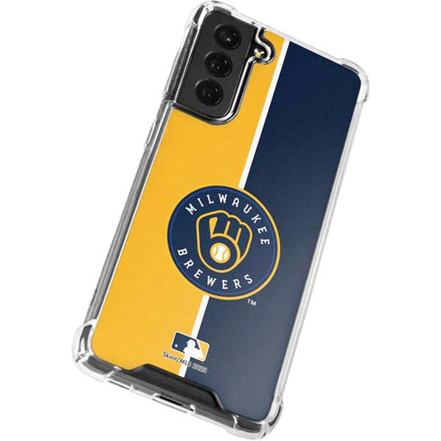 MLB Milwaukee Brewers Split Galaxy S21 FE Clear Case