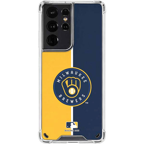 MLB Milwaukee Brewers Split Galaxy S21 Ultra 5G Clear Case